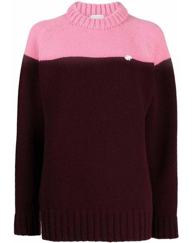 Patou Two-tone Knitted Jumper - Red