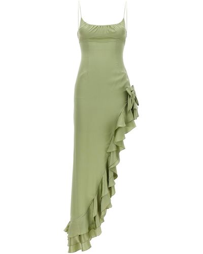 Alessandra Rich Dress Long Ruffles Bow Dresses - Green