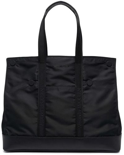 Alexander McQueen Logo-embroidered Fabric Tote - Black