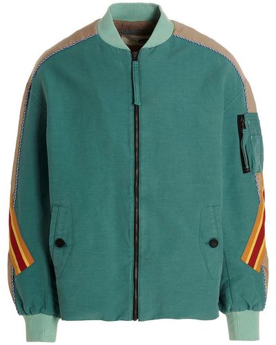 Incotex Bomber With Contrast Bands - Green