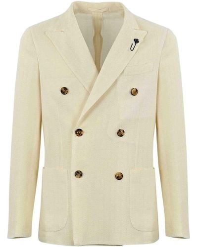 Lardini Double-breasted Cotton Jacket - Natural