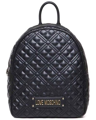 Love Moschino Quilted Backpack With Logo - Blue
