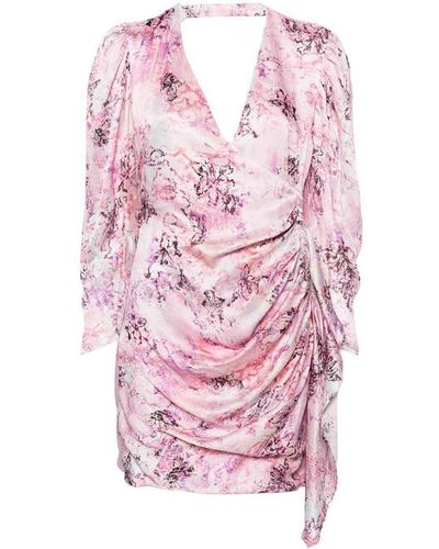 IRO Floral Print Silk Short Dress - Pink