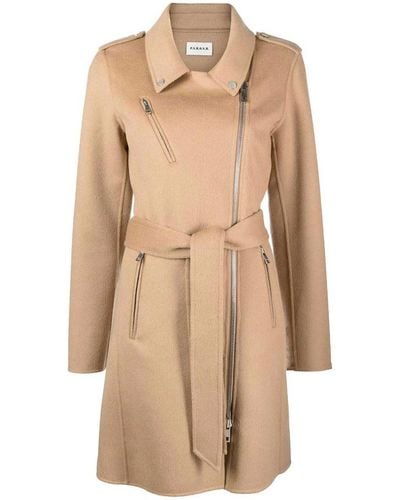 P.A.R.O.S.H. Belted Felted Wool Trench Coat - Natural