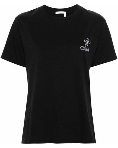 Chloé Embroidered T-shirt - Black