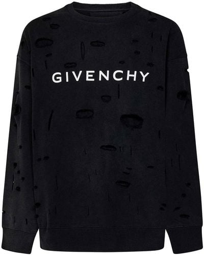 Givenchy Destroyed-effect Cotton Sweatshirt - Black