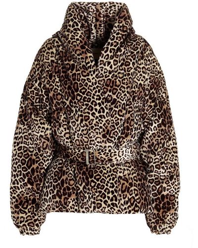 Alexandre Vauthier Leopard Down Jacket - Brown