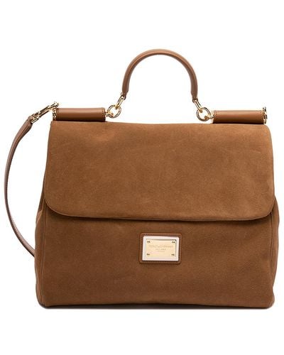 Dolce & Gabbana Suede Soft `sicily` Bag - Brown