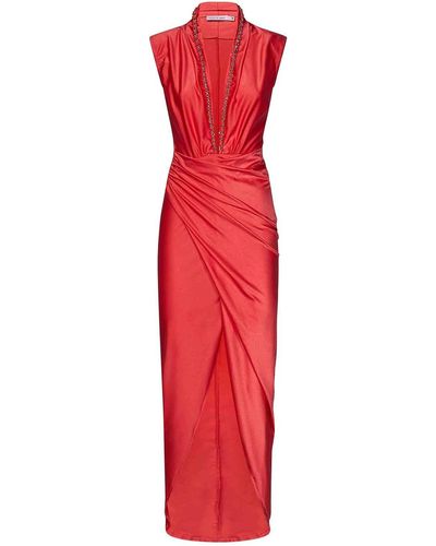 House of Amen Long Coral Stretch Lycra Dress - Red