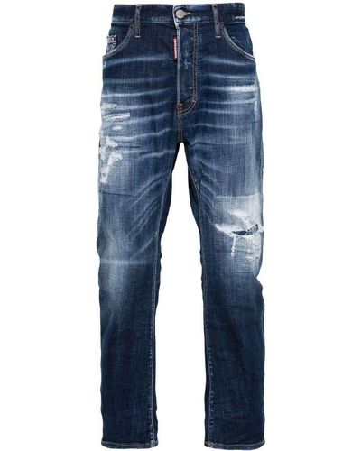 DSquared² Distressed Washed-denim Jeans - Blue