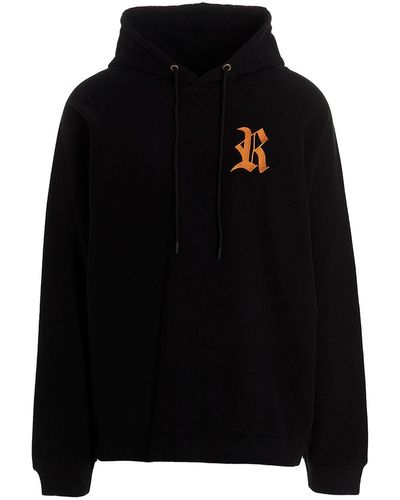 Raf Simons logo-patch zip-up hoodie - Blue