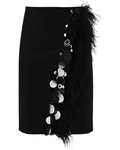 Pinko Skirt With Feathers And Sequins Sylvaner - Black