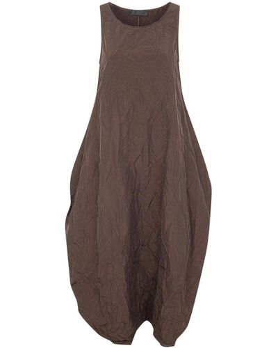Maria Calderara Marionetta Crinkled Opaque Taffeta Long Dress - Brown