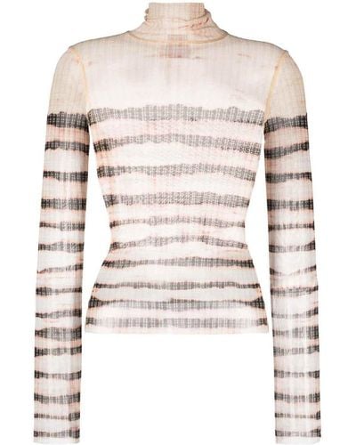Jean Paul Gaultier Striped Long Sleeve Top - White