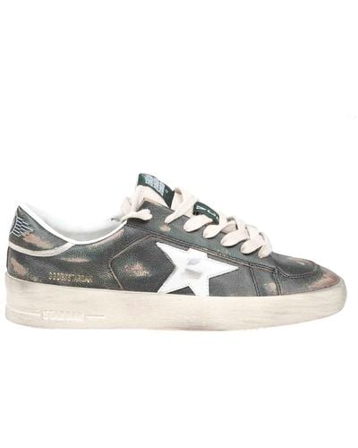 Golden Goose Stardan Vintage Effect Leather Trainers - Green