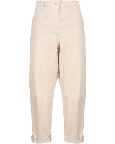 Pinko Carrot Trousers In Cavallery Fabric - Natural