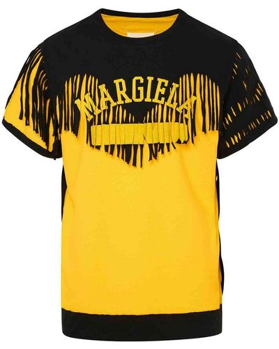 Maison Margiela Two-tone Décortiqué Cotton T-shirt - Yellow