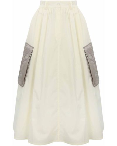 Herno Cargo Skirt With Pockets In Ultralight Nylon - White