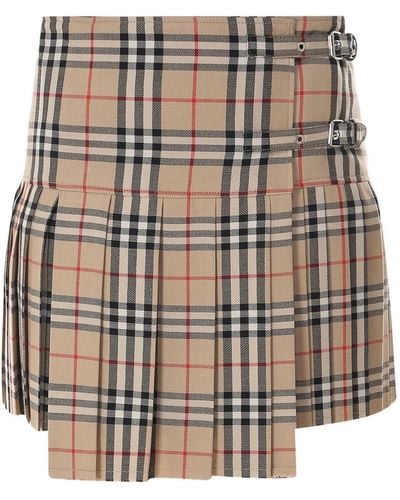 Burberry Vintage Check Patterned Skirt - Natural