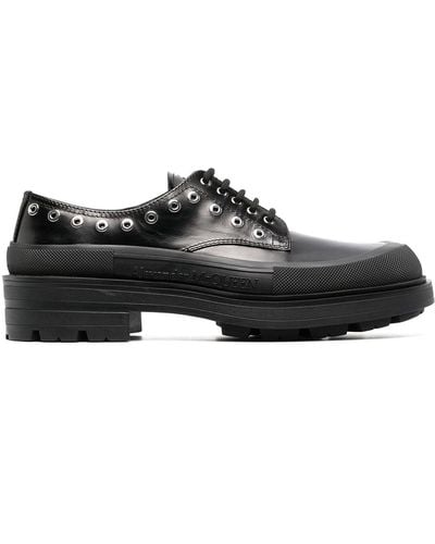 Alexander McQueen Leather Loafers Embellished With Eyelet - Black