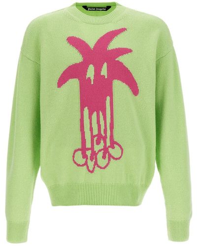 Palm Angels Douby Intarsia Jumper - Green