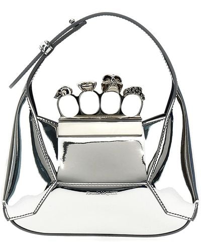 Alexander McQueen Jeweled Mini Hobo Bag - White