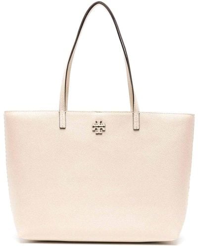 Tory Burch Mcgraw Leather Tote Bag - Natural