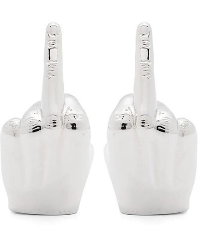 Y. Project Mini Fuck You Earrings Pair - White