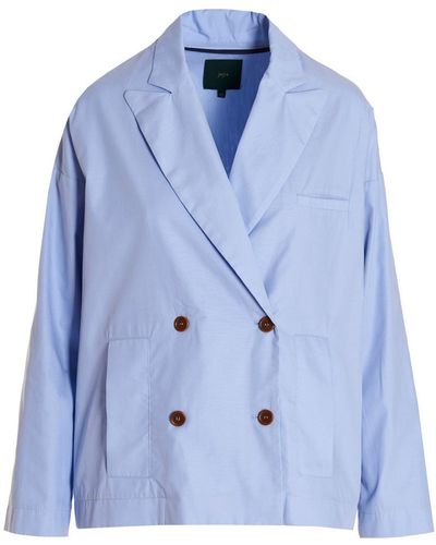 Jejia Cotton Double-breasted Blazer Jacket - Blue