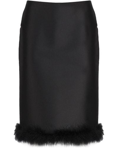 Sportmax Midi Skirt With Feather Bottom - Black