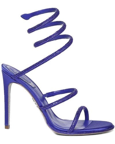 Rene Caovilla Cleo Sandals In Calfskin - Blue