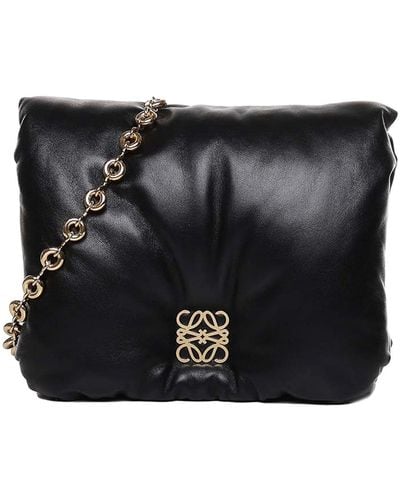 Loewe Puffer Goya Bag In Shiny Nappa Lambskin - Black
