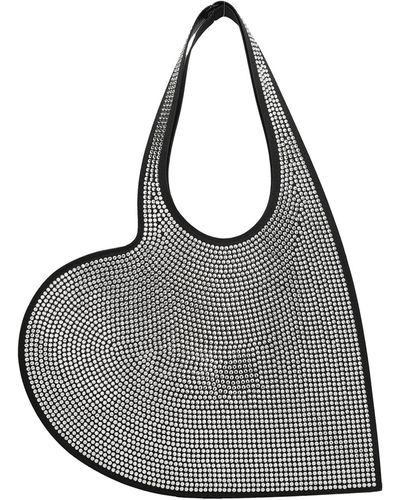 Coperni Heart-shape Rhinestone-embellished Stretch-cotton Blend Tote Bag - Gray