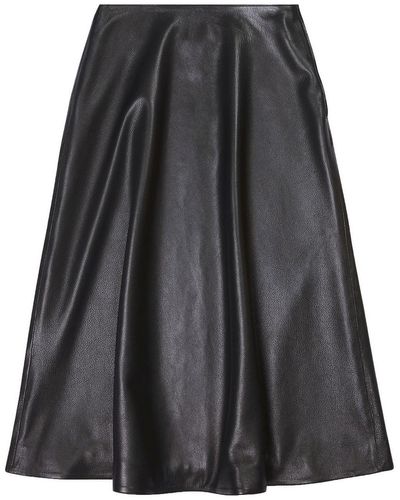 Balenciaga Leather Midi Skirt - Black