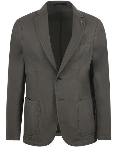 Paoloni Jacket In Cotton And Linen Blend - Black