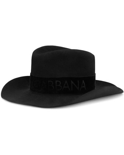 Dolce & Gabbana Dg Logo Felt Fedora Cap - Black
