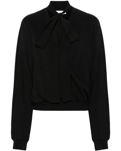 Blumarine V-neck Sweatshirt With Bow - Black