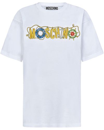 Moschino Crewneck Cotton T-shirt With Logo - White