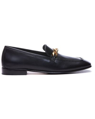 Jimmy Choo Diamond Tilda Leather Loafers With Chain - Black