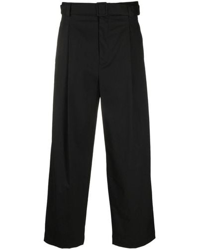 Armani Wide-leg Cotton Blend Trousers - Black