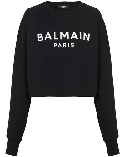 Balmain Cropped Logo Sweatshirt - Black