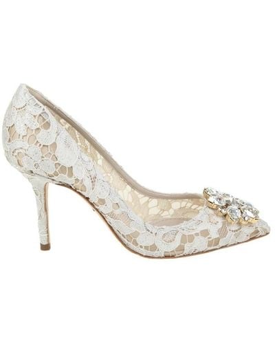 Dolce & Gabbana Bellucci Lace Court Shoes - White