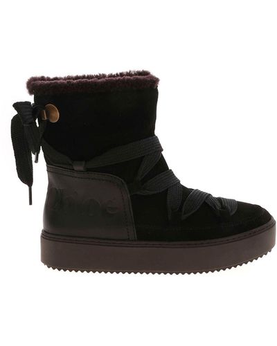 See By Chloé Mary Ankle Boots With Logo In - Black