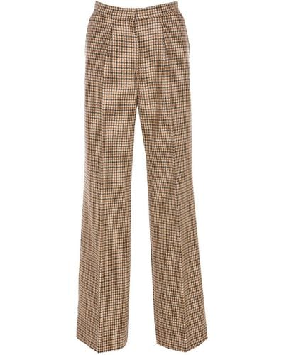 Palm Angels Houndstooth Flared Trousers - Natural