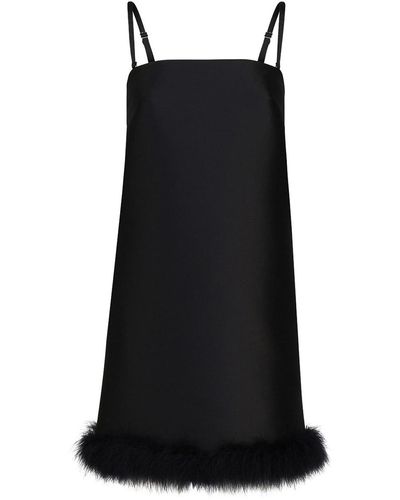 Sportmax Straight Mini Dress With Feather Insert - Black