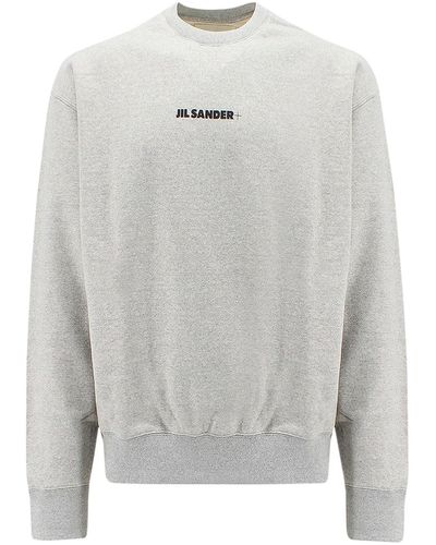 Jil Sander Cotton Crewneck Sweatshirt With Logo - Gray