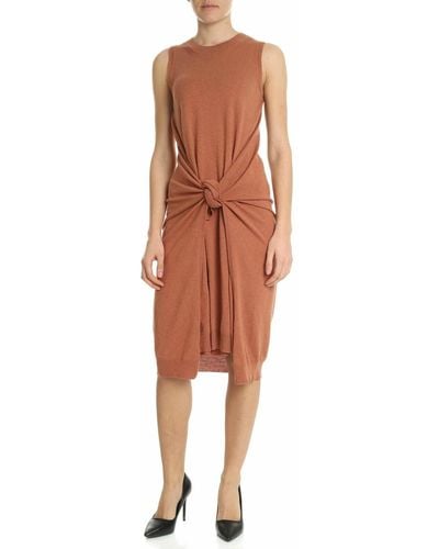 See By Chloé Knitted Dress In Copper With Knot - Red