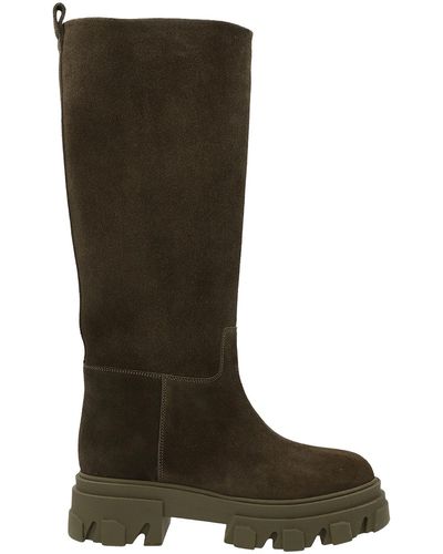 Gia Borghini Leather Combat Boots - Brown