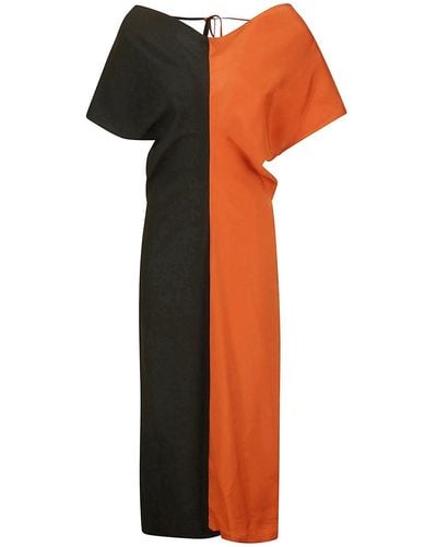 Colville Draped Neck Dress - Orange