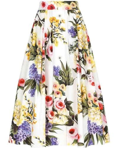 Dolce & Gabbana Floral Print Skirt - White